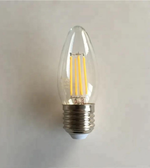 Clear LED light bulb on a plain background