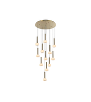 Chandelier with multiple light bulbs on a white background