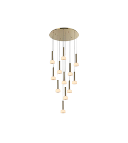 Chandelier with multiple light bulbs on a white background