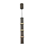 Modern pendant light with cylindrical design on a white background