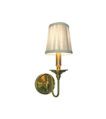 Wall-mounted lamp with a white shade on a white background