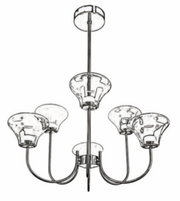 Chandelier with four glass shades on a white background