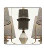 Modern chandelier with geometric design on a white background