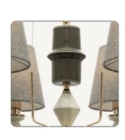 Modern chandelier with geometric design on a white background