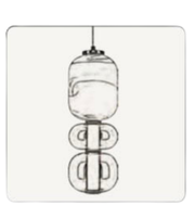 Decorative hanging mobile with glass elements on a white background