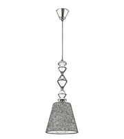 Pendant light with decorative shade on a white background