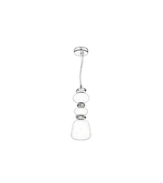 Modern pendant light with glass shades on a white background