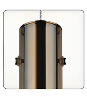 Brass pendant light fixture on a white background