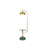 Gold floor lamp with a green marble base on a white background