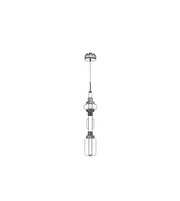 Pendant light fixture with clear glass shade on a white background