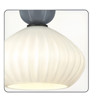 Modern pendant light with white glass shade and gray fixture