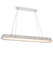 Modern pendant light with speckled gray shade on a white background