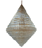 Crystal chandelier with a teardrop shape on a white background