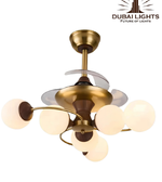 Modern ceiling light fixture with gold finish and white glass shades on a white background, featuring the 'Dubai Lights' brand.