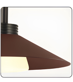 Wall-mounted light fixture with brown shade on a white background