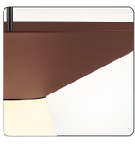 Rectangular glass shelf with brown base on a white background