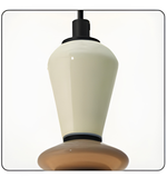 Decorative lamp with a white and brown design on a clear background