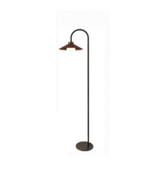 Floor lamp with a brown shade on a white background