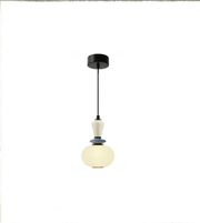 Modern pendant light with a white bulb on a white background