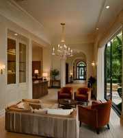 Luxurious living room with elegant furniture and chandelier