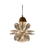 Decorative pendant light with a floral design on a white background