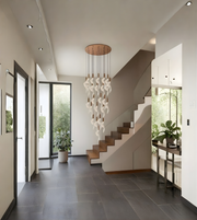 Modern interior with a staircase and decorative chandelier