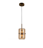 Modern smoked and amber glass cylinder pendant light from Daya Worldwide, showcasing a sleek, contemporary design for stylish interior lighting.