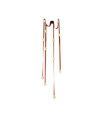 Long earrings with brown and gold elements on a white background